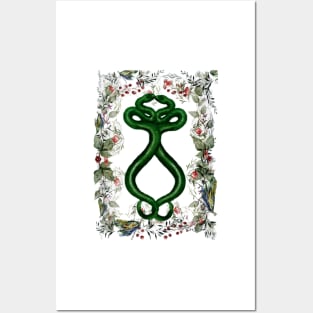 Snakes in Love Watercolor Green snakes in watercolor pomegranate wreath Posters and Art